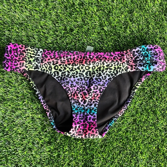 VICTORIAS SECRET Rainbow Leopard Print Bikini Bottom size small - Picture 1 of 6